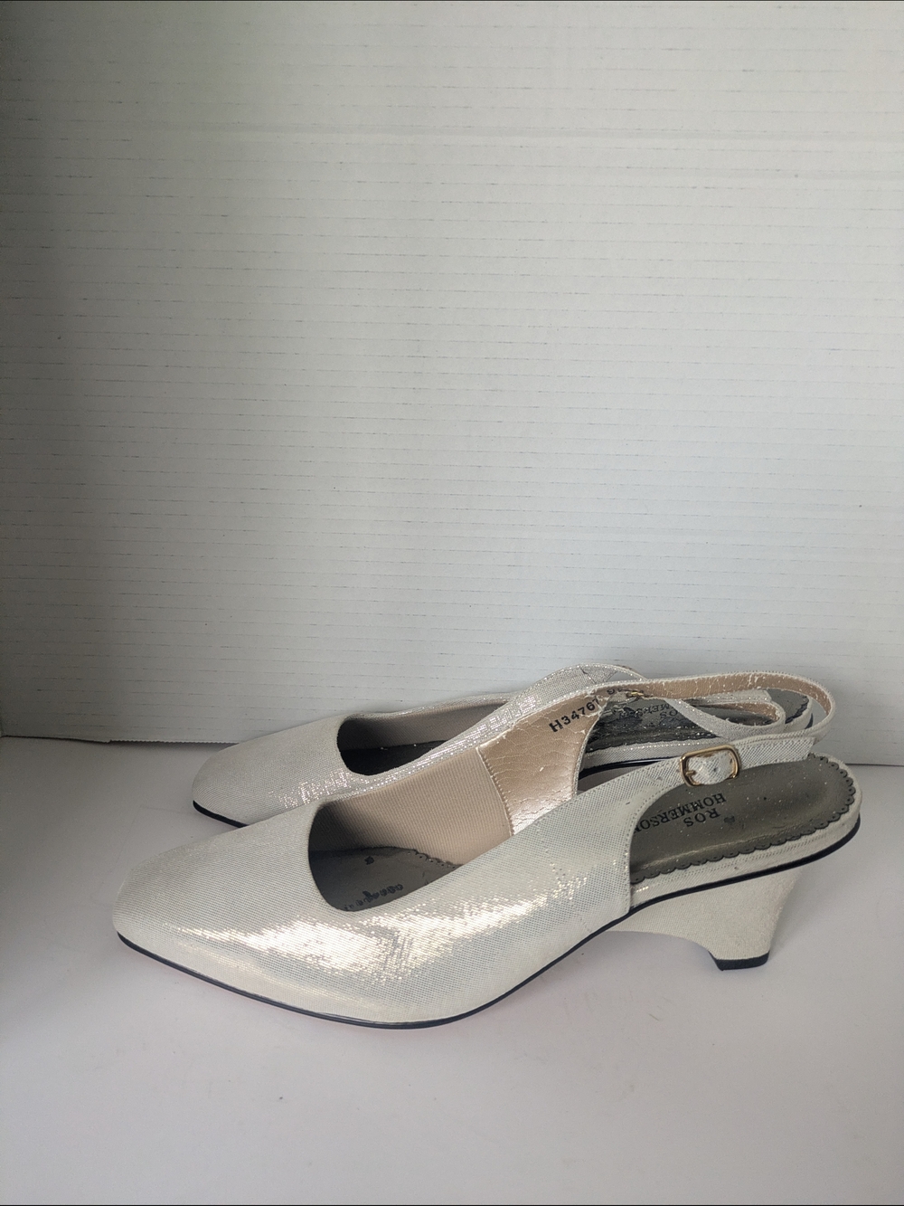 Ros Hommerson White Shimmery Slingback Pumps